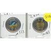 Image 1 : 2017 Canadian "Toonie" coins, specifically the commemorative "Dance of the Spirits" edition celebrat