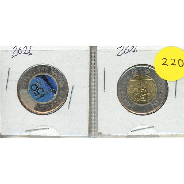 2026 Canadian Two Dollar Celebrating the 50th anniversary of the CN Tower. Coloured and Uncoloured.