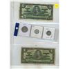 Image 1 : (2) 1937 Canada One Dollars and 1937 Canada Silver 25 Cents, Silver 10 Cents, 5 Cents (Dot After7).