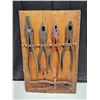 Image 1 : Vintage Pliers.  (5) Pairs, Mounted on Wood Backing