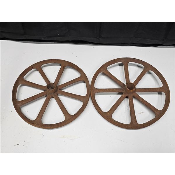 (2) Antique Cast Iron Wheels