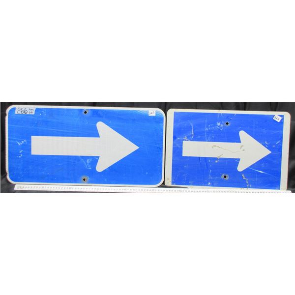 2 Different Metal Arrow Highway Signs (24"x12" and 18"x12")
