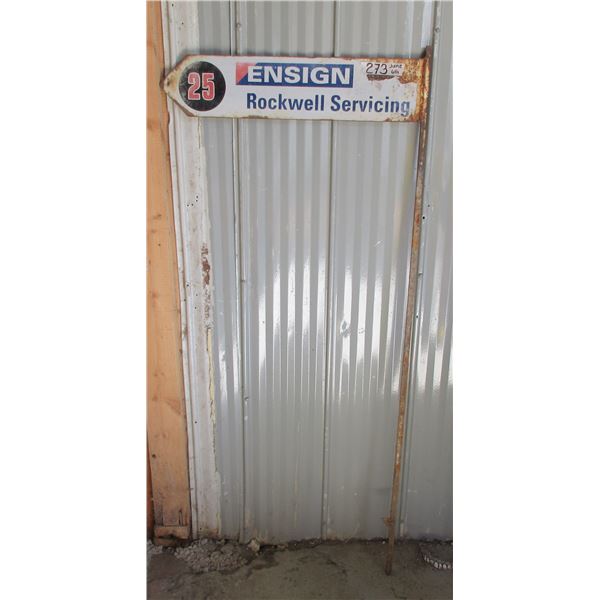 Ensign Oil Rockwell Servicing Metal Sign (48"x5"x22")
