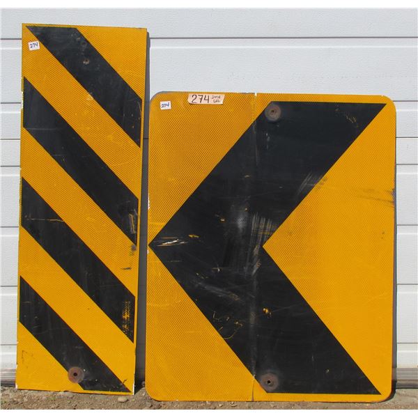 2 Different Warning Metal Highway Signs (12"x35.5" and 24"x30")