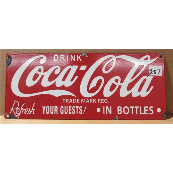 Porceline Coka Cola Sign 12"x5"