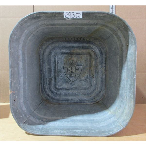 Square Galvanized Wash Tub