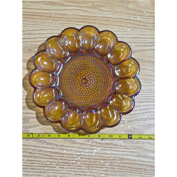 Carnival glass egg dish