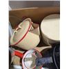 Image 3 : Lot of vintage enamel ware, pots, canister set