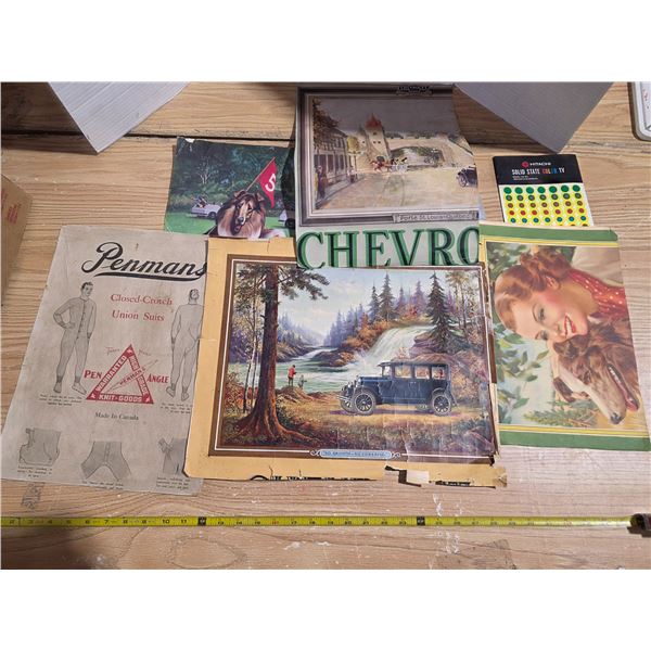 Vintage calendar tops with advertising