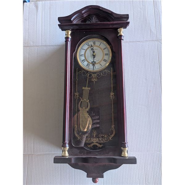 Wood Quartz Western Chime Wall Clock 27"x9"