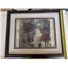 Image 2 : Unique Design Wolf and Rose Framed Artwork 31.5"x26"