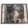 Image 3 : Unique Design Wolf and Rose Framed Artwork 31.5"x26"