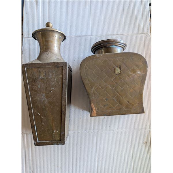 (2) Brass Plated Decor Vases