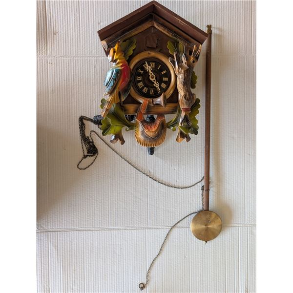 Vintage West Germany Wood Wall Cuckoo Clock 13"x9"