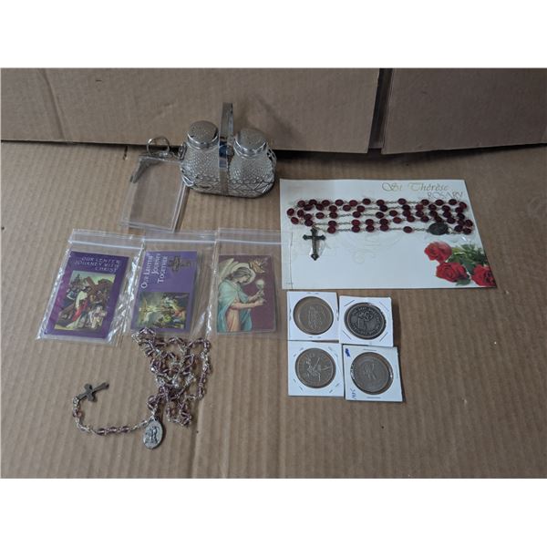 Lot of Misc. Items (Salt and Pepper Shakers, necklaces, cards, and etc.)