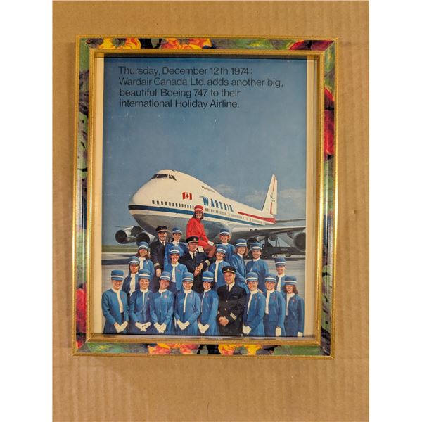 Vintage Framed Dec 12th 1974 Boeing 747 Holiday Airline