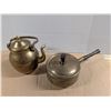 Image 1 : Vintage Brass Tea Pot and Vintage Brass Plated Pot