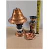 Image 2 : Vintage Copper/Copper Plated Items (Lamp (not Working) Vase, Candle Holder, Etc,)