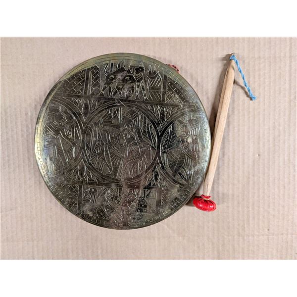 Brass Gong w/ Stick w/ Unique Design