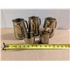 Image 3 : (3) Brass Plated Mugs, Brass Goblet, and creamer