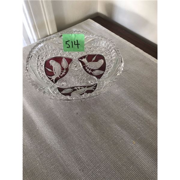 Crystal Red Bird Candy Dish