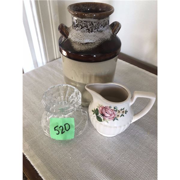 Milk Jug, Glass Candle Holder, Cream Pitcher (Northland, Japan)