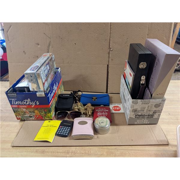 Lot of Art Supplies, Board Games, Flasks, and etc.