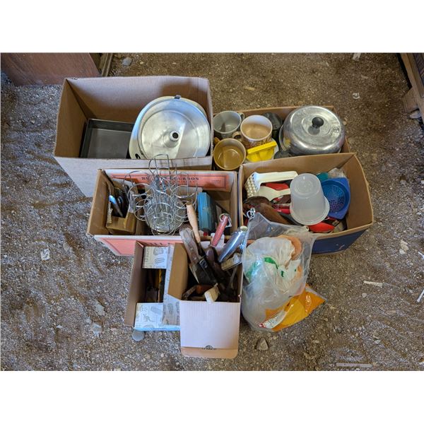 Lot of Misc. Kitchenware, Mugs, Cooking Pans, and etc.
