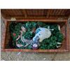 Image 2 : Wood Whicker Storage Box w/ misc. Christmas Decor
