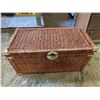 Image 3 : Wood Whicker Storage Box w/ misc. Christmas Decor