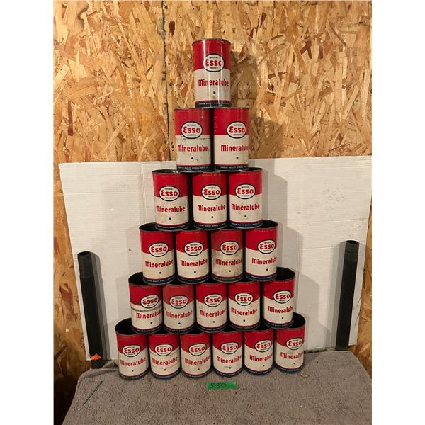 (21) Esso Mineralube Oil Tins.  Empty, c/w Original Box.