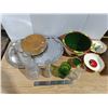 Image 1 : Lot of kitchenwares - trays, nice bowl set, crystal bell vase, etc.