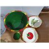 Image 2 : Lot of kitchenwares - trays, nice bowl set, crystal bell vase, etc.