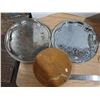Image 4 : Lot of kitchenwares - trays, nice bowl set, crystal bell vase, etc.