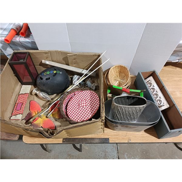 Lot of décor - baskets, bike helmet, owls, butterflies, etc.