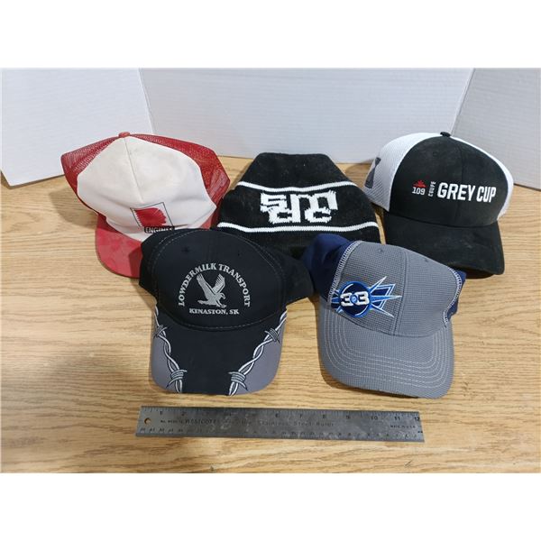 4 hats and toque - Tecumseh engines, Grey cup, etc.