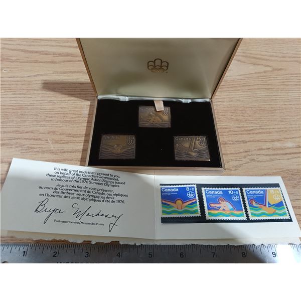 Canada Post 1976 Olympic Bronze Stamps set - 3 bronze stamps and 3 standard stamps