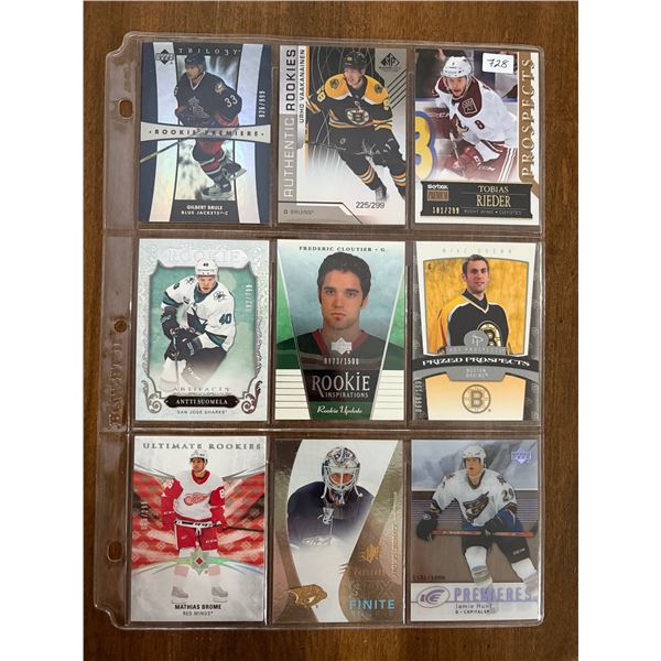 Assorted Rookie Cards - 2 Sheets (18 Hockey Cards)