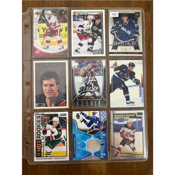 Assorted Rookie Cards - 1 Sheets (9 Hockey Cards)