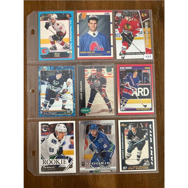 Assorted Rookie Cards - 1 Sheets (9 Hockey Cards)