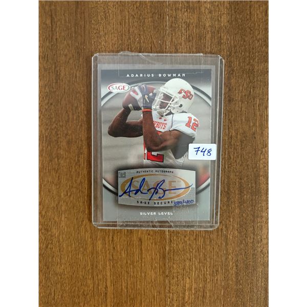 Adarius Bowman - Autographed Football Card