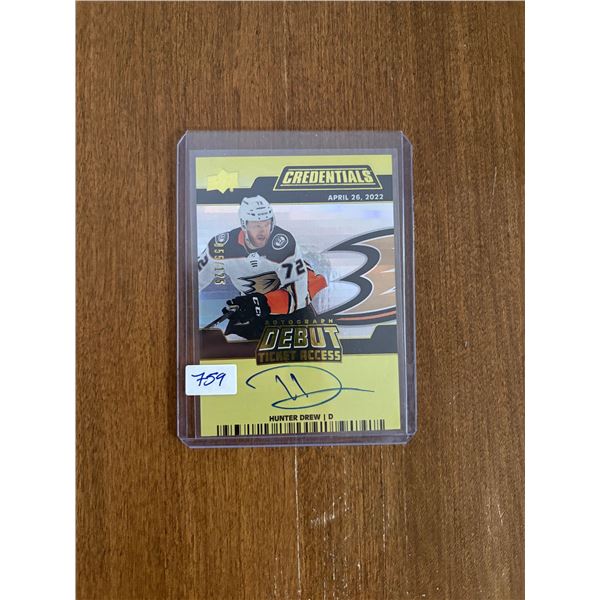 Hunter Drew - Autographed Rookie Card