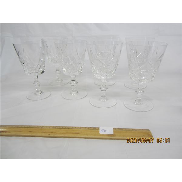 7 Authentic Crystal Wine Glasses 6 inches Tall