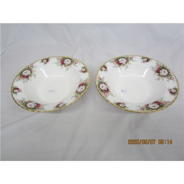 2 Roya Albert Celebration Rimmed Soup Bowls