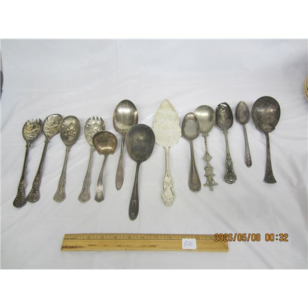 Lot of Antique Silver Plate Serving Spoons