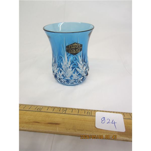 Vintage French Blue Crystal Vase