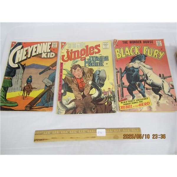 3 Cowboy Comics 10 Cent Cheyene Kid , Wild Billy , Black Fury 1960's