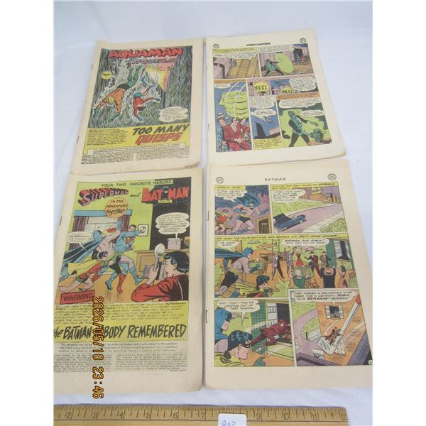 4 1960's DC Comics No Covers Batman ,Aquaman , Green Lantern