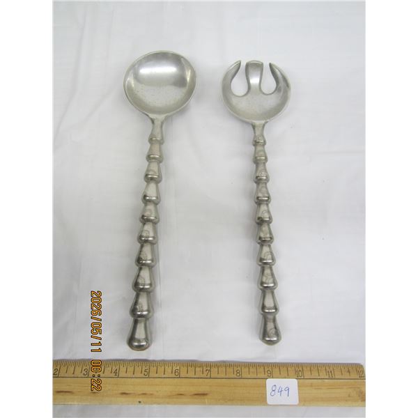Mid Century Modern Aluminium Salad Fork and Spoon