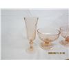 Image 2 : 3 Pieces of Pink Depression Glass Champaign Flute and 2 Bowls